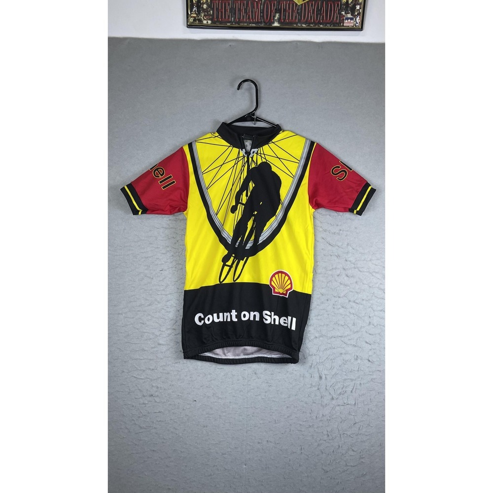 Vintage PYROapparel Count On Shell Cycling Jersey Mens Small Yellow 1/4 Zip Bike